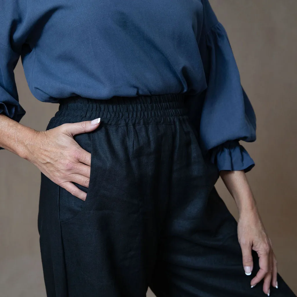 Tokyo Black Linen Trouser