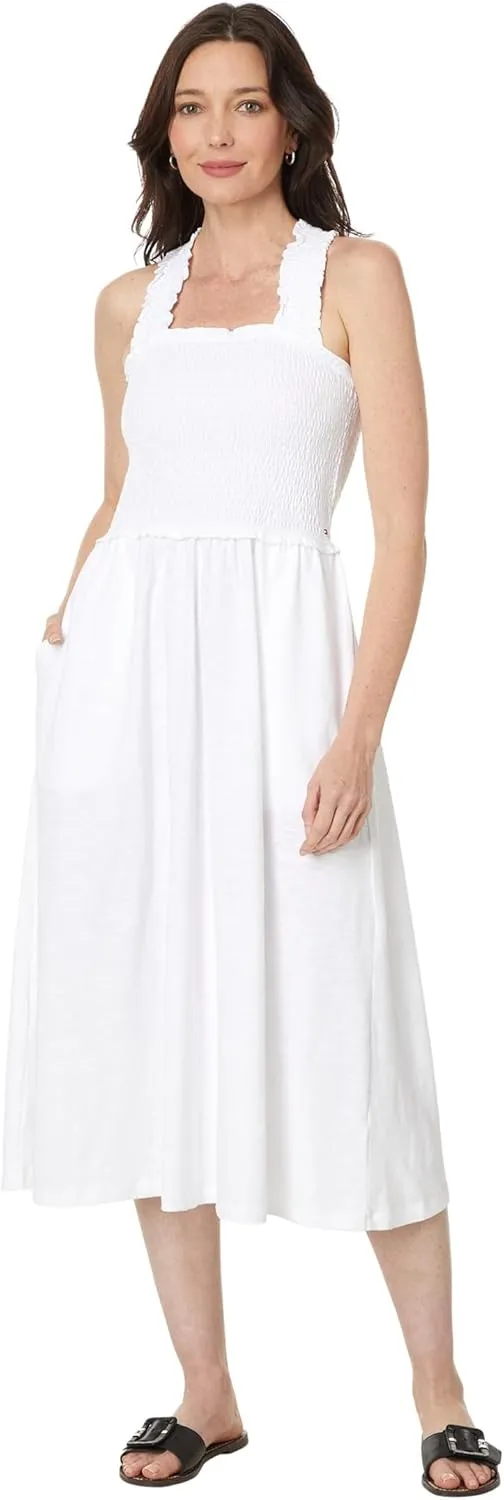 Tommy Hilfiger Women's Solid Smocked Midi Dress