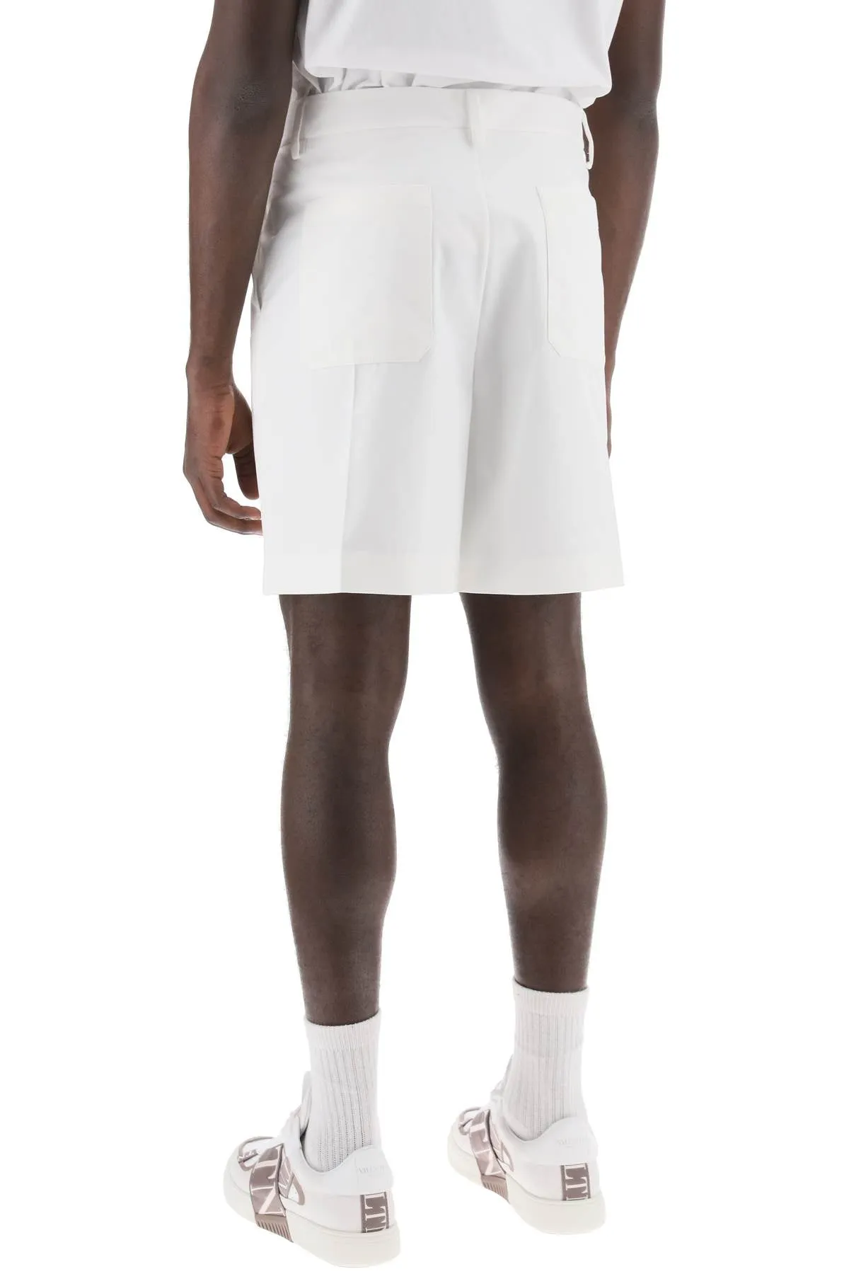 Valentino garavani bermuda in popeline di cotone 4V0RDD129SF BIANCO