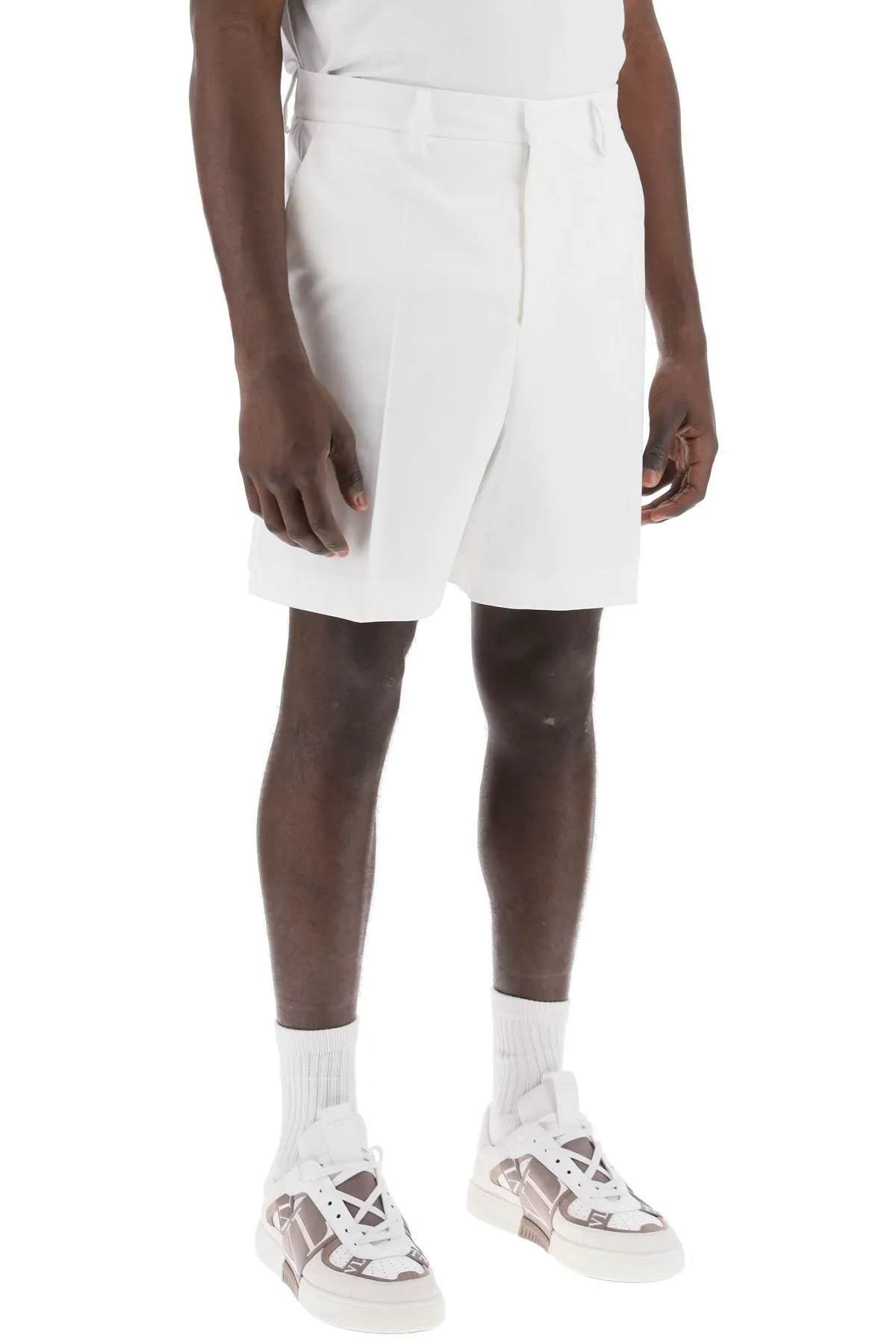 Valentino garavani bermuda in popeline di cotone 4V0RDD129SF BIANCO