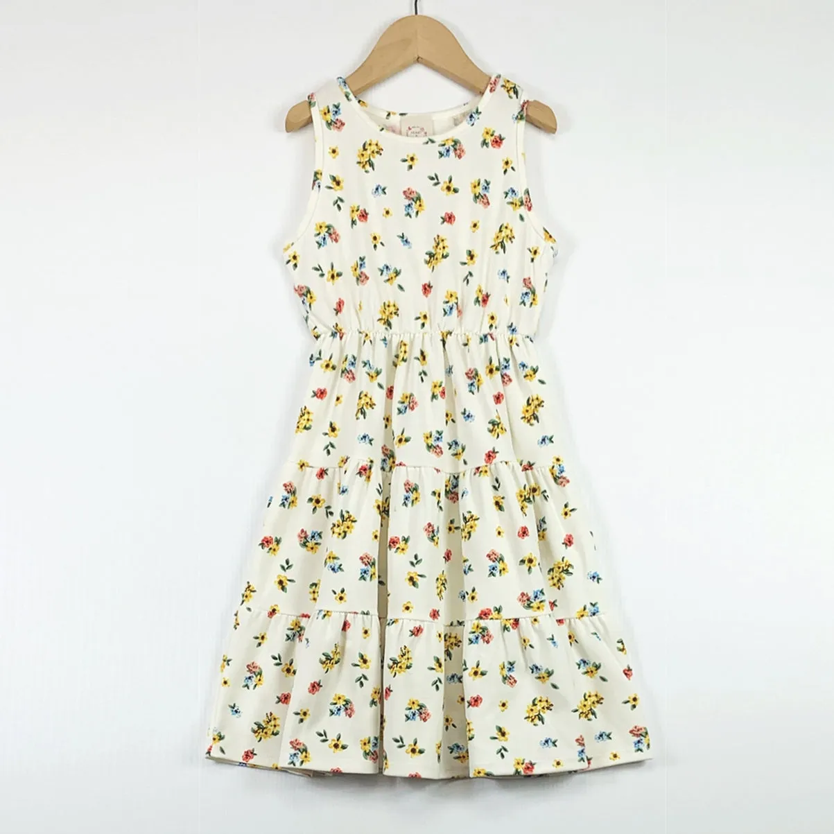 Vibrant Floral Sleeveless Tiered Dress GIRLS