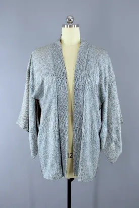 Vintage Blue Green Silk Kimono Cardigan