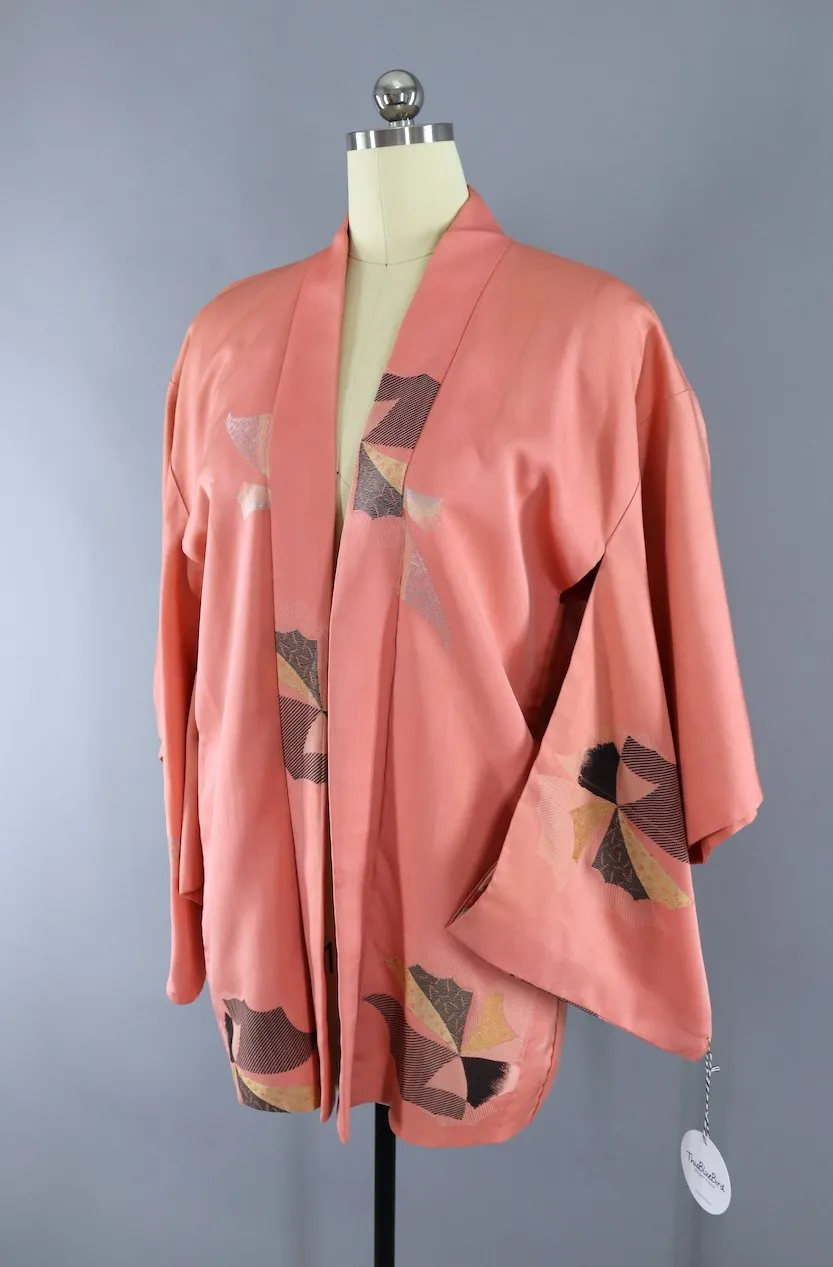 Vintage Kimono Cardigan / Salmon Pink
