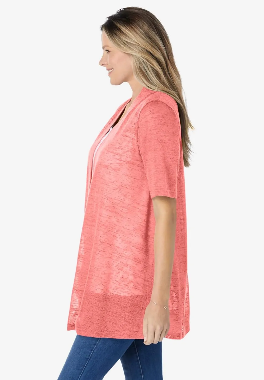 Woman Within Plus Size Lightweight Open Front Cardigan