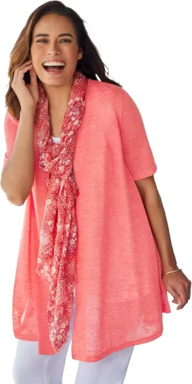 Woman Within Plus Size Lightweight Open Front Cardigan