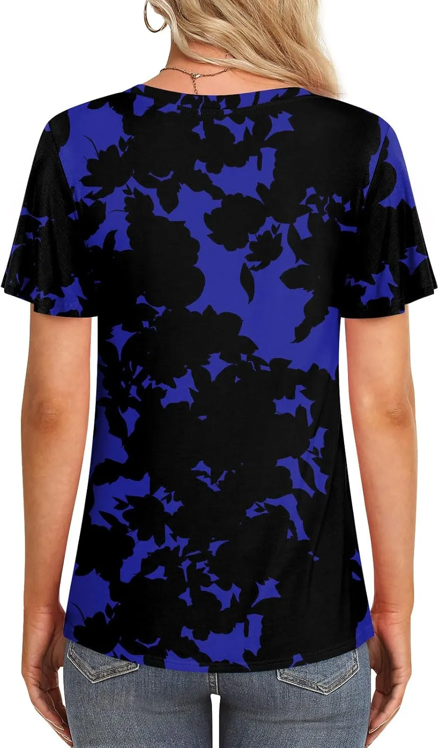 Women's Summer 2025 Casual Tunic Wavy Short Sleeve Blouse Front Twist Tops Tee For Leggings